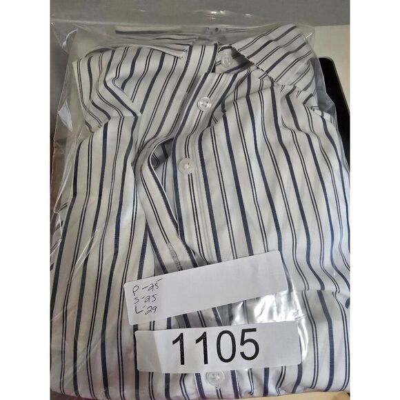 Lands End Button-Down Shirt 18W No Iron Supima Striped Blue & White Long Sleeve - Picture 9 of 9